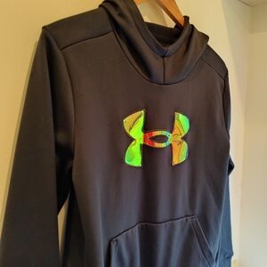 Under Armour Black Hoodie with Multicolor Logo XL Kids